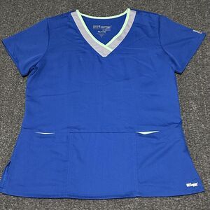 Grey's Anatomy by Barco Women's Active V-Neck Scrub Top Blue Mint Green (Sz L)
